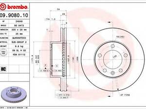 Тормозной диск BREMBO 09908010 на RENAULT MASTER II Van (FD)