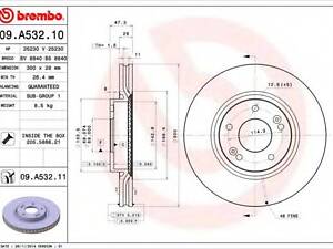 Тормозной диск BREMBO 09A53211 на HYUNDAI NF V (NF)