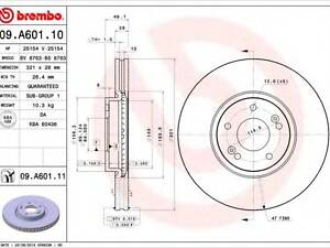 Тормозной диск BREMBO 09A60110 на HYUNDAI SANTA FÉ I (SM)