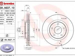 Гальмівний диск BREMBO 09A63710 на DODGE AVENGER седан