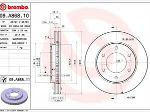 Тормозной диск BREMBO 09A86810 на MITSUBISHI TRITON (KB_T, KA_T)