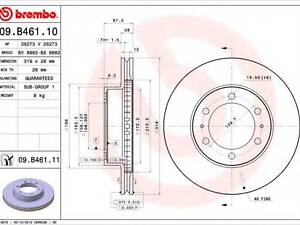 Тормозной диск BREMBO 09B46111 на TOYOTA LAND CRUISER PRADO (LJ12_, KDJ12_, KZJ12_, GRJ12_, TRJ12_)