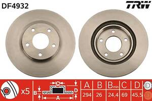 Тормозной диск CHRYSLER 200 / PEUGEOT 4008 / DODGE AVENGER 2006-2017 г.