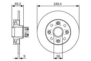 Тормозной диск CITROEN DS3 / DS DS 3 (SA_) / CITROEN C4 (LA_) 2000-2020 г.