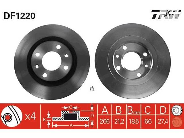 Тормозной диск CITROEN ZX (N2) / PEUGEOT 405 (4E) / CITROEN BX (XB-_) 1982-2015 г.