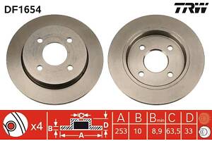 Тормозной диск FORD FOCUS (DNW) / FORD SIERRA (BNG) / FORD SCORPIO (GGE) 1982-2017 г.