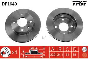 Тормозной диск FORD ORION (AFF) / FORD SIERRA (BNC) 1980-1995 г.