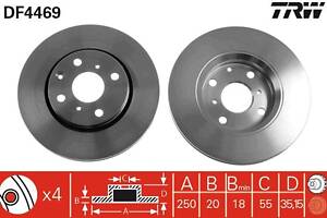 Тормозной диск GEELY GC2 / PEUGEOT 108 / TOYOTA AYGO (_B1_) 2005-2014 г.