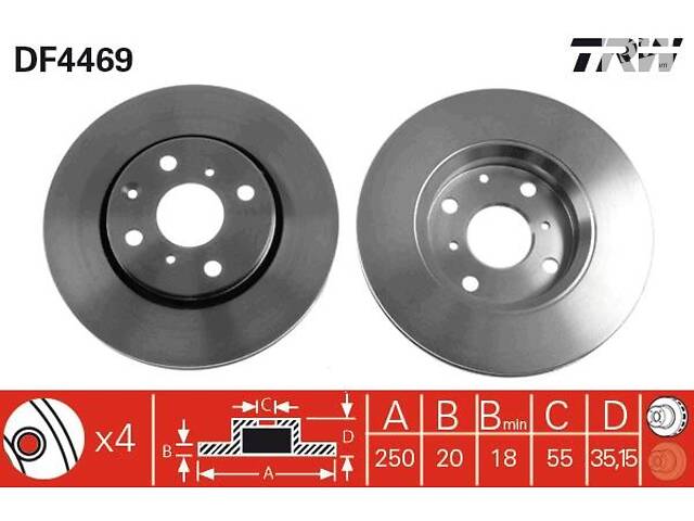 Тормозной диск GEELY GC2 / PEUGEOT 108 / TOYOTA AYGO (_B1_) 2005-2014 г.