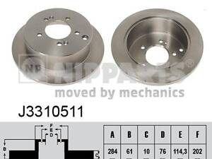 Тормозной диск HYUNDAI HIGHWAY / KIA SPORTAGE (SL) / HYUNDAI TUCSON (JM) 1999-2015 г.