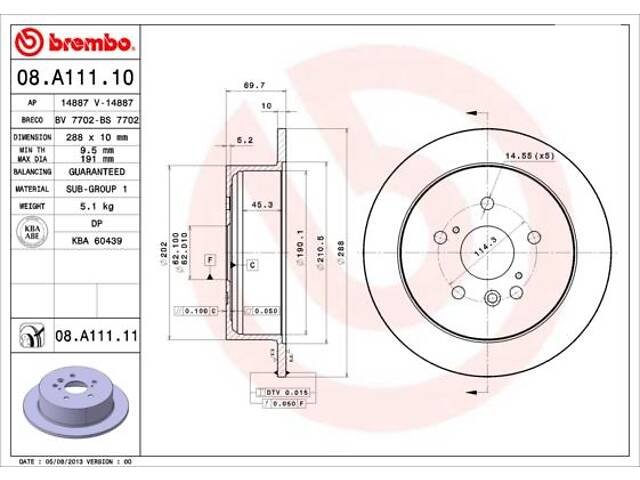 Тормозной диск LEXUS RX (_U3_) / TOYOTA HARRIER (_U3_) 2000-2013 г.