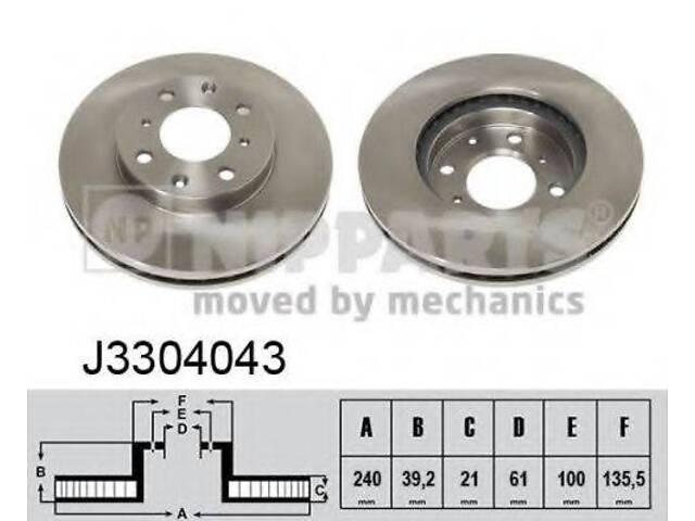 Гальмівний диск NIPPARTS J3304043 на HONDA FIT II (GD)