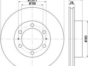 Тормозной диск передний (1 шт) на 4 Runner, FJ Cruiser, Fortuner, Hilux, Tacoma