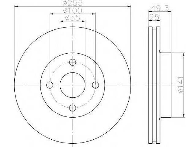 Тормозной диск TEXTAR 92125803 на TOYOTA RUNX (ZZE12_, NDE12_, ZDE12_)