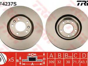 Гальмівний диск TRW DF4237S на PEUGEOT 607 седан (9D, 9U)