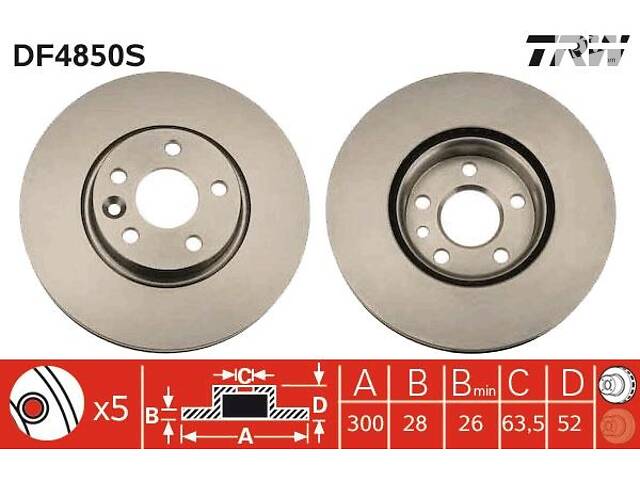 Тормозной диск VOLVO S80 (124) / VOLVO V70 (135) / VOLVO S60 (134) 1997-2019 г.