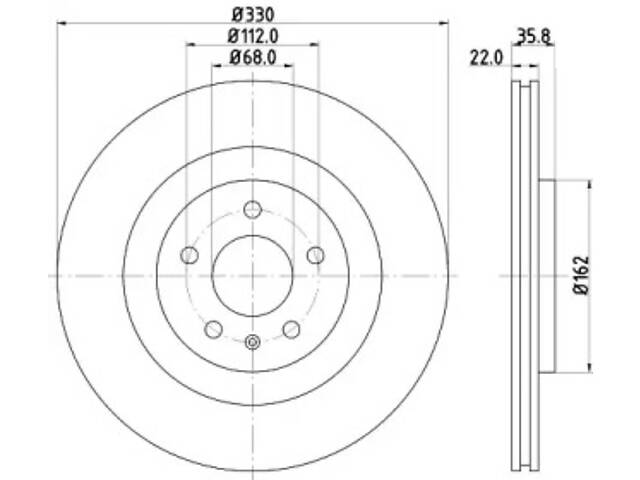 Тормозной диск зад. A4/A5/A6/A7/Q5/Macan 07- 1.8-3.2 (PRO) 330mm