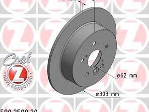 Тормозной диск ZIMMERMANN 590259020 на TOYOTA RAV 4 Mk II (CLA2_, XA2_, ZCA2_, ACA2_)