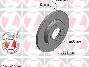 Тормозной диск ZIMMERMANN 600115820 на AUDI FOX (80, 82, B1)