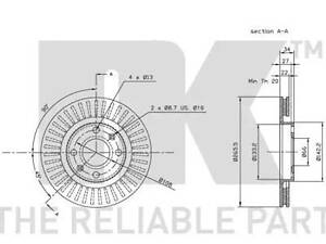 Тормозной диск на 1007, 2008, 206, 207, 301, 307, Berlingo, C-Eelysee, C2, C3, C3 Picasso, C4, C5, DS3, DS4, Partner,...