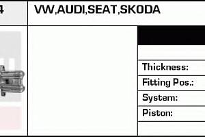 Гальмівний супорт для моделей: AUDI (A3), GEELY (VISION), SEAT (LEON), SKODA (OCTAVIA, OCTAVIA), VOLKSWAGEN (GOLF, BORA...