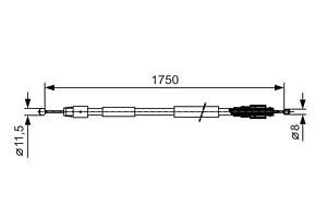 Тормозной трос PORSCHE CAYENNE (9PA) / VW TOUAREG (7LA, 7L6, 7L7) 2002-2013 г.