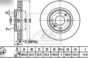 Тормозные диски передние CITROËN C4, C3, BERLINGO, PEUGEOT PARTNER, 307, 208