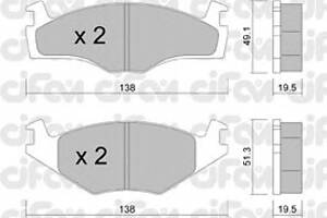 Тормозные колодки для моделей: HYUNDAI (PONY), SEAT (CORDOBA,TOLEDO,IBIZA), VOLKSWAGEN (JETTA,SANTANA,SCIROCCO,SCIROCC