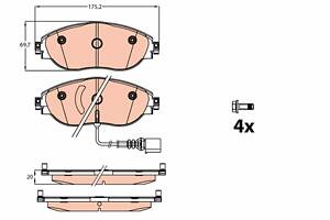 Тормозные колодки AUDI Q3 (F3B) / VW GOLF (CD1) / SEAT LEON (5F1) 2012-2021 г.