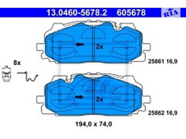 Колодки гальмові передні (дискові) на A4, A5, A6, A8, Q5, Q7, Q8, Touareg