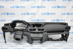 Торпедо передняя панель без AIRBAG Hyundai Santa FE 19-20 черная кожа затерта, шест на накладке