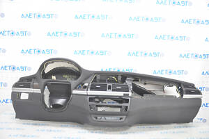 Торпедо передня панель з AIRBAG BMW X5 E70 07-13 чорна, вставки під темне дерево, подряпини