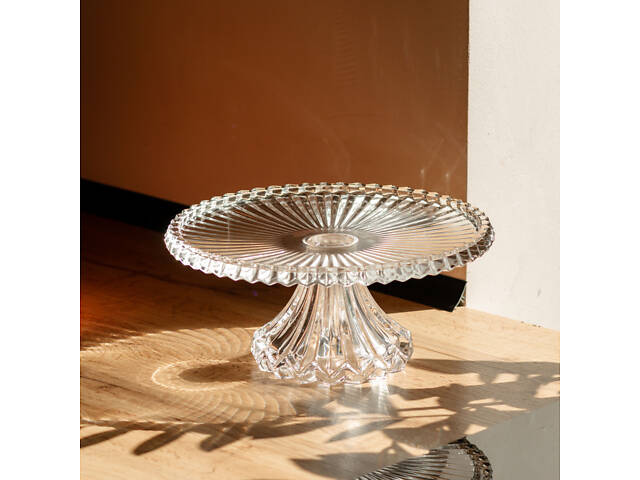 Тортовница на ножке 25 см стеклянная HP-19-138 - Фото 4