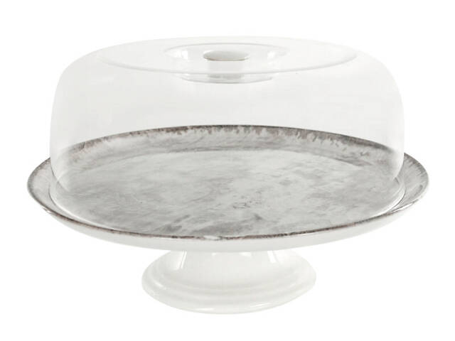 Тортовница на ножке керамическая с крышкой Alba 30 см 1769-009 - Фото 1
