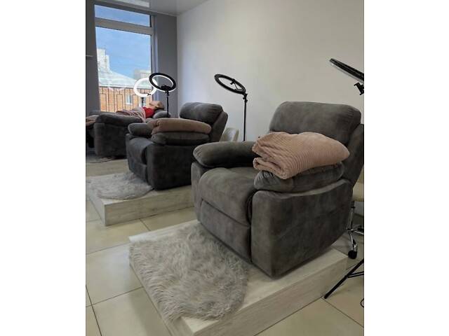 Крісло Реклайнер для педикюру, нарощування вій, бровіста, процедур 3в1. Реклайнер для салонів краси. Виробник - Фото 9