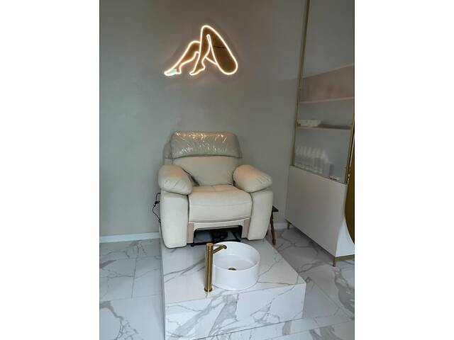 Крісло Реклайнер для педикюру, нарощування вій, бровіста, процедур 3в1. Реклайнер для салонів краси. Виробник - Фото 2