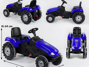 Трактор педальний 07-321 BLUE (1) клаксон на кермі, сидіння регулюється, колеса з гумовими накладками, в