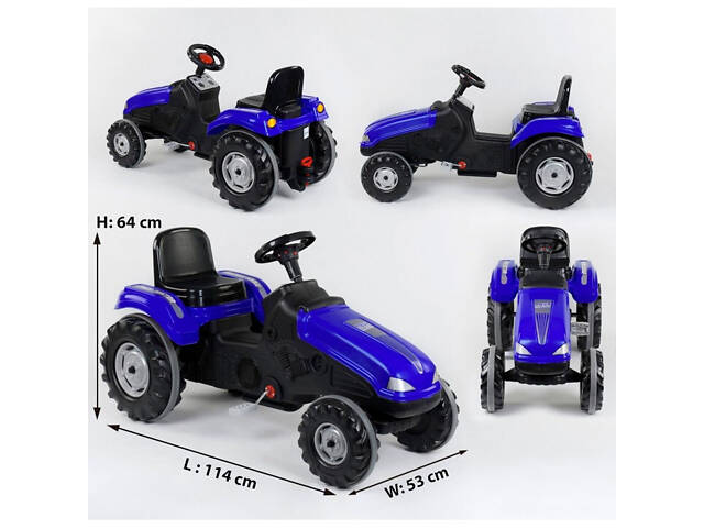 Трактор педальний 07-321 BLUE (1) клаксон на кермі, сидіння регулюється, колеса з гумовими накладками, в - Фото 1