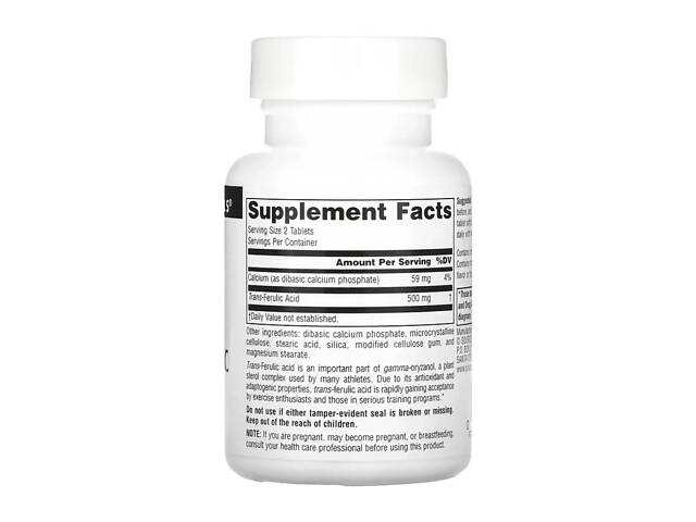 Транс-феруловая кислота Source Naturals Trans-Ferulic Acid 250 mg 30 tabs (1086-2023-10-5287) - Фото 2