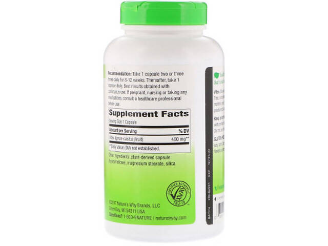Трави Nature's Way Вітекс, Дерево Авраама, 400 mg, 320 Капсул (NWY-11923) - Фото 2