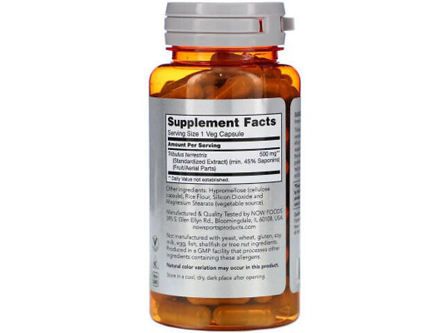 Трави Now Foods Трибулус, 500 мг, Tribulus, 100 вегетаріанських капсул (NOW-02170) - Фото 2