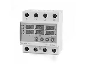 Трехфазное реле контроля напряжения и тока VIDEX RESIST 145-300В 1-63А