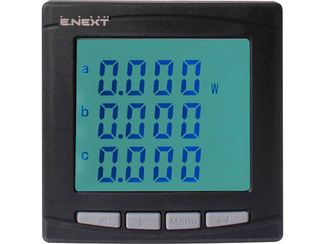 Трифазний аналізатор параметрів мережі 5А 0-450В RS-485 230В АС 96х96x55мм врізний [p079003] E.NEXT e.meter.pro.96.m.lcd - Фото 2