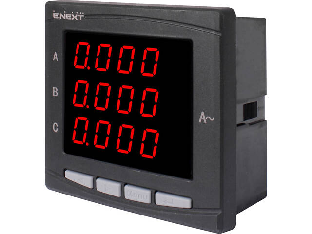 Трифазний аналізатор параметрів мережі 5А 0-450В RS-485 230В АС 96х96x55мм врізний [p079004] E.NEXT e.meter.pro.96.m.led - Фото 1