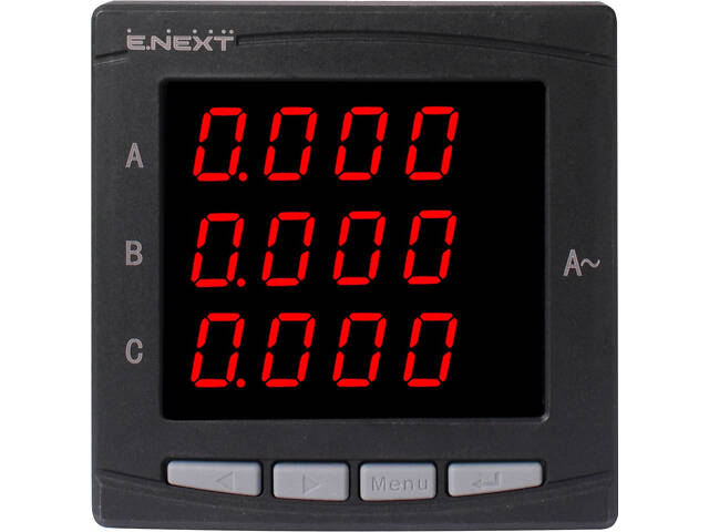 Трифазний аналізатор параметрів мережі 5А 0-450В RS-485 230В АС 96х96x55мм врізний [p079004] E.NEXT e.meter.pro.96.m.led - Фото 2