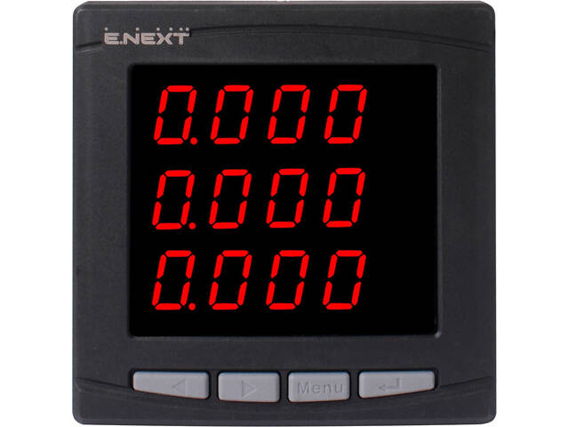 Трифазний цифровий амперметр 5А 230В АС 96х96x55мм врізний [p079001] E.NEXT e.meter.pro.96.a.led - Фото 2