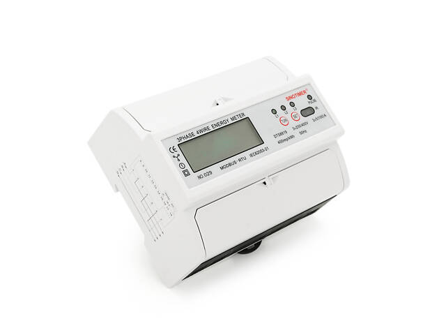 Трифазний цифровий багатофункційний вимірювальний прилад на DIN-рейку 7P, індикація: V, A, W, kWh, Hz, PF, - Фото 1