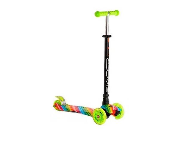 Триколісний самокат Best Scooter Skyper Maxi колеса з підсвічуванням PU 120мм (Салатова веселка) - Фото 1