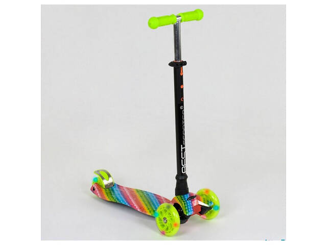 Триколісний самокат Best Scooter Skyper Maxi колеса з підсвічуванням PU 120мм (Салатова веселка) - Фото 2