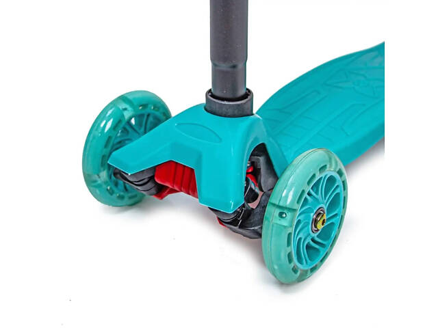 Триколісний самокат Scale Scooter Maxi до 60 кг зі світящимися колесами (Блакитний) - Фото 3